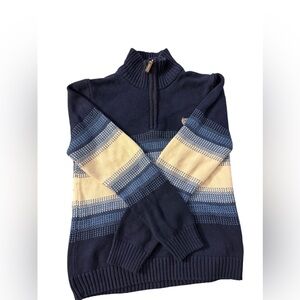 Chaps Boy’s Quarter Zip Sweater in Blue and White| Size: M 10/12